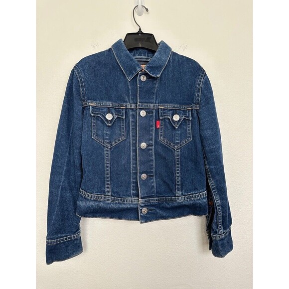 Levi's Engineer Type 1 Cropped Denim Jacket Indigo Blue Heritage Size Medium